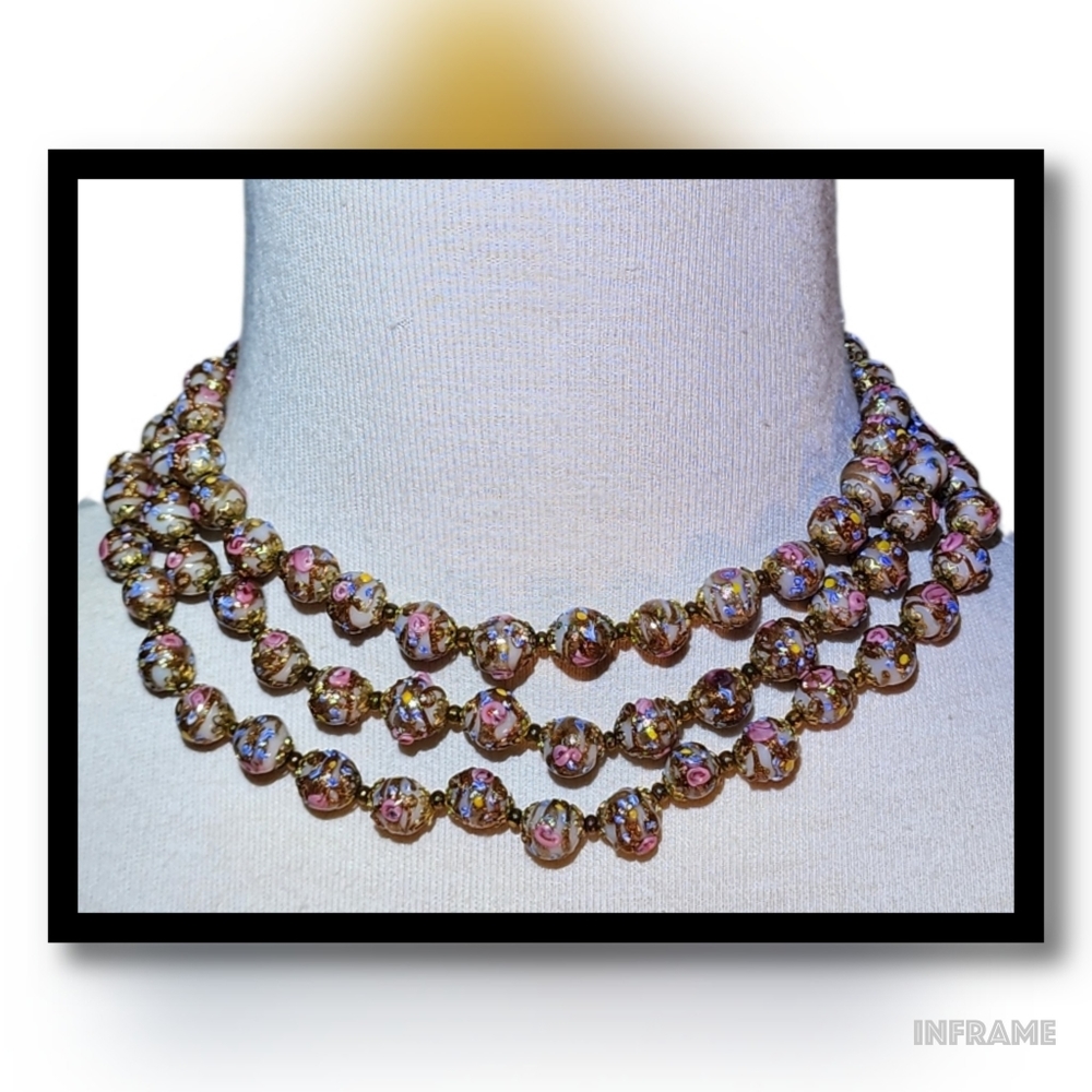 Venetian Murano Glass Bead Wedding Cake Choker